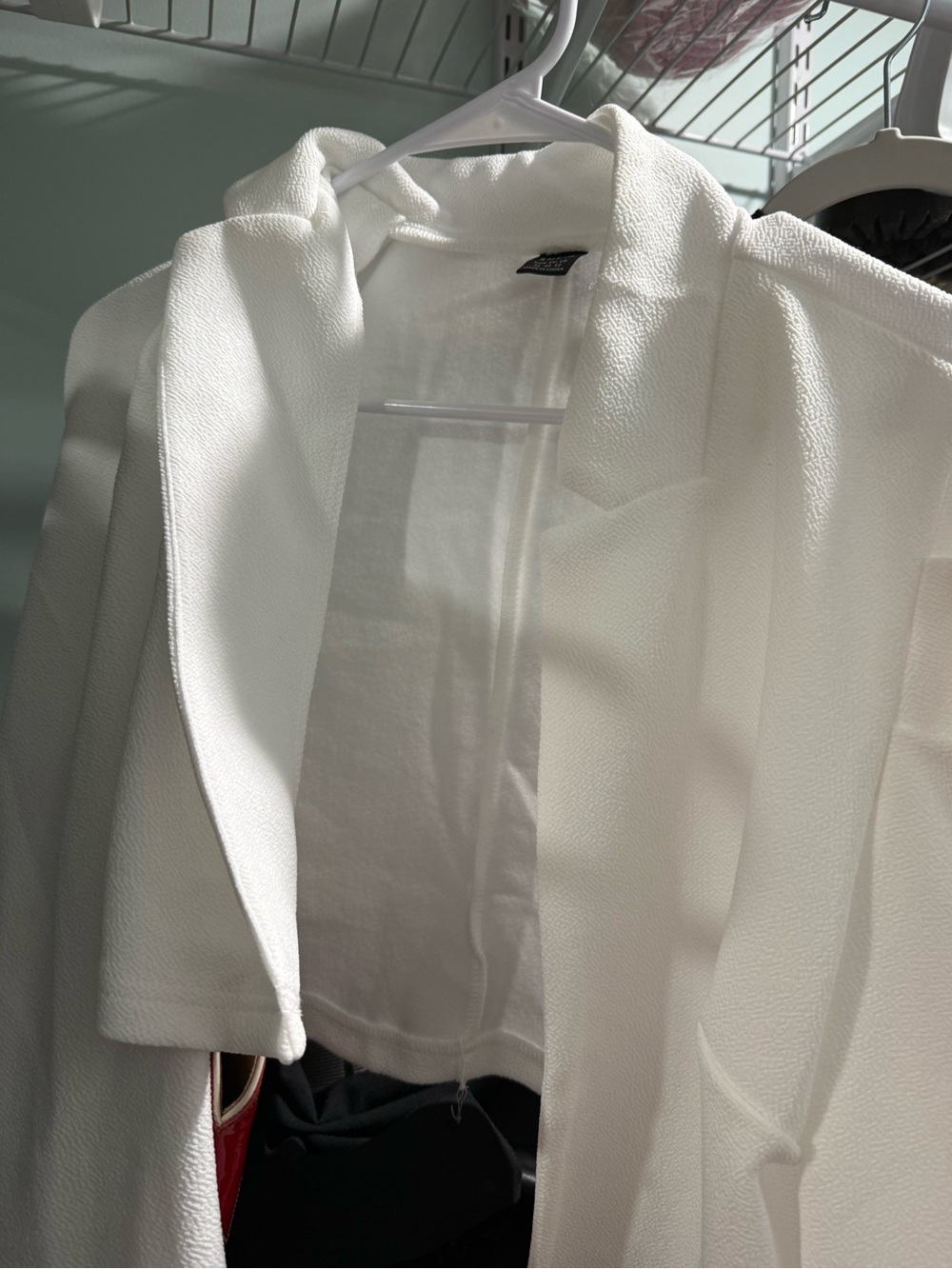 SHEIN White Textured Open-Front Blazer